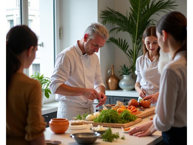 Participants à un atelier de cuisine privé avec un chef parisien