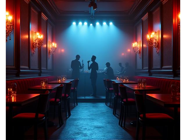 Intérieur tamisé d'un club de jazz confidentiel à Paris