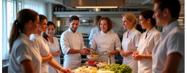 Groupe de collègues explorant la cuisine française à Paris avec un voyage Azimut Tech