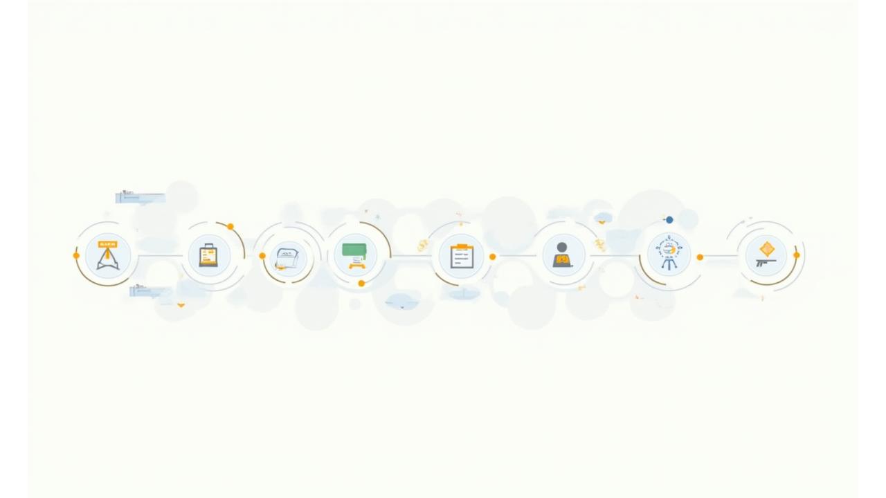 Diagramme visuel montrant un cheminement étape par étape d'un voyage planifié par Azimut Tech, avec des icônes pour chaque étape: consultation, IA, validation, modifications, livraison.