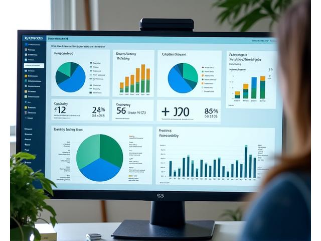 Tableau de bord analytique affichant des KPIs de durabilité (environnementaux, sociaux, économiques) avec des graphiques d'évolution et des options d'exportation de rapports.